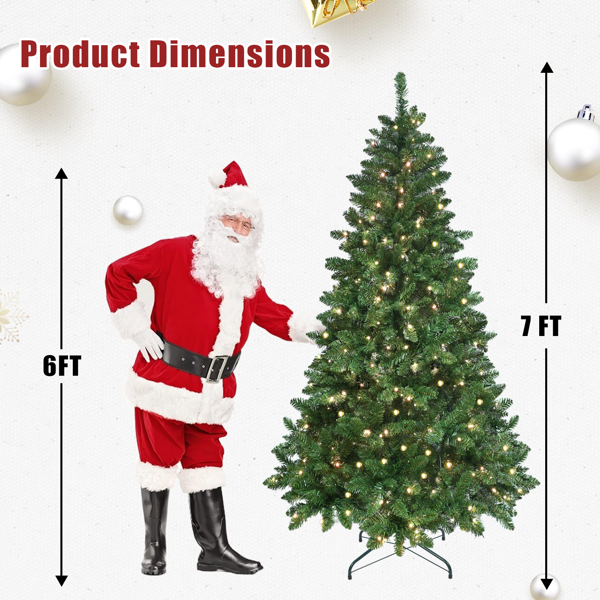 Artificial 6ft Green RGB-lit Christmas Tree with 751PVC Mixed Branch Tips,Hinged Premium & Foldable Base for Indoor Holiday Decorating-5
