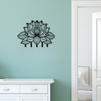 Metal Flower Art Key Rack: Wall-Mounted Hooks for Entryway, Kitchen, Hallway, Garage, Mudroom & Office.Key hooks.