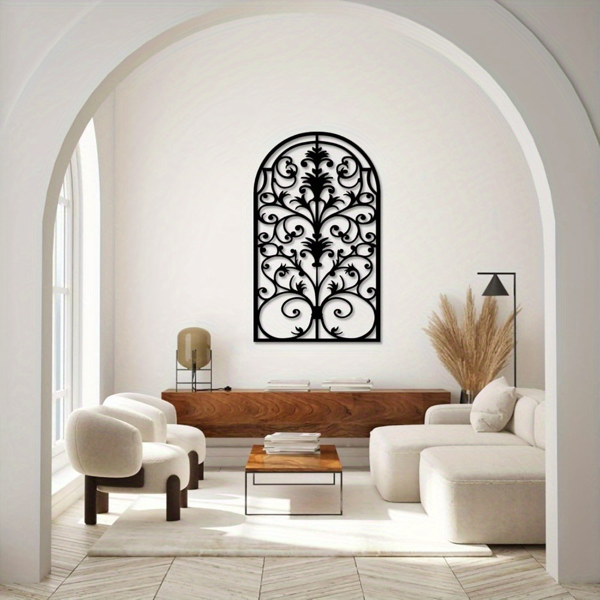 Exquisite Metal Window Frame and Arch Wall Decor - Rustic Baroque Style with Gothic Cathedral Aesthetics for Living Room,Transformative Wall Sculptures and Decorative Art.Wall Sculptures-11