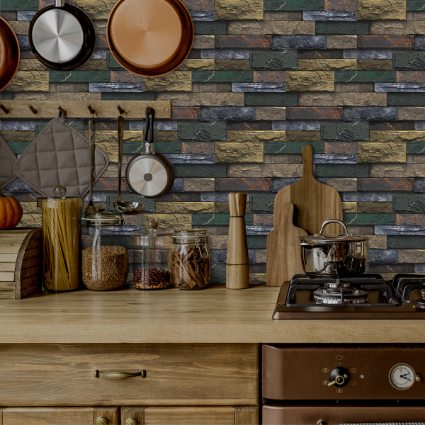 12 Pcs Peel And Stick Backsplash Tiles Retro Stone Brick Self-Adhesive Wall Sticker Backspalsh For Bathroom Kitchen Detachable Without Leaving Glue Water Resistant Oil-Proof PVC Wall Decoration-14