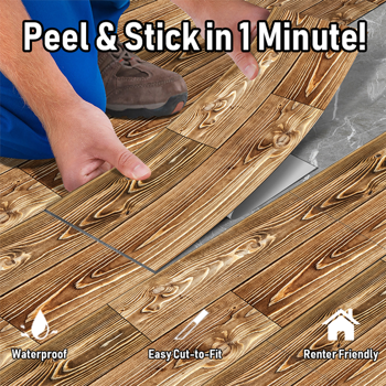40 Pcs Wood Grain Peel And Stick Floor stickers Non-Slip Self-Adhesive Floor Stickers, Waterproof Wear-Resistant Suitable for Living Room, Bedroom, Kitchen, Bathroom Wall And Floor Renovation material