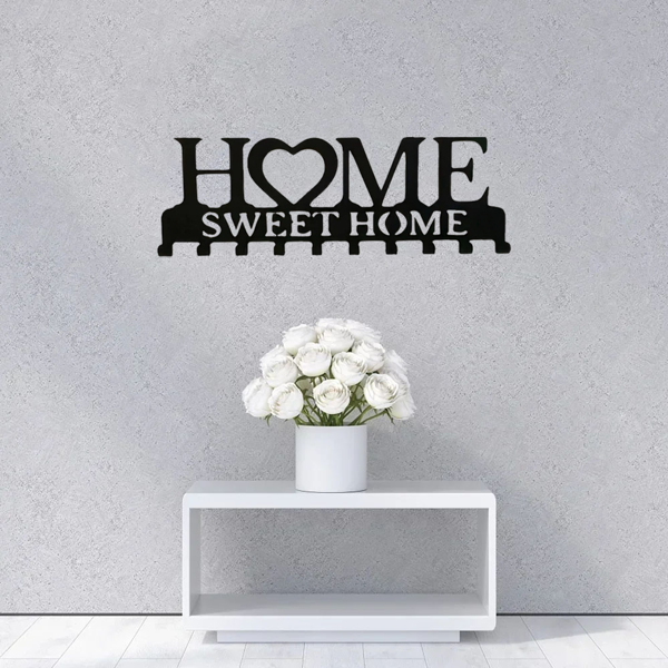 Retro metal key rack wall mounted rural entrance storage handmade iron hooks nostalgic home decoration sturdy key storage corridor wall decoration is very suitable for your entrance or hall.Key hooks.-91