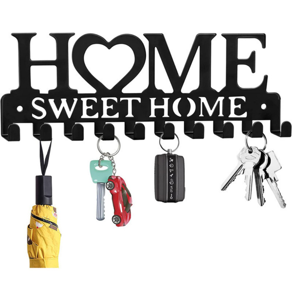 Retro metal key rack wall mounted rural entrance storage handmade iron hooks nostalgic home decoration sturdy key storage corridor wall decoration is very suitable for your entrance or hall.Key hooks.-55