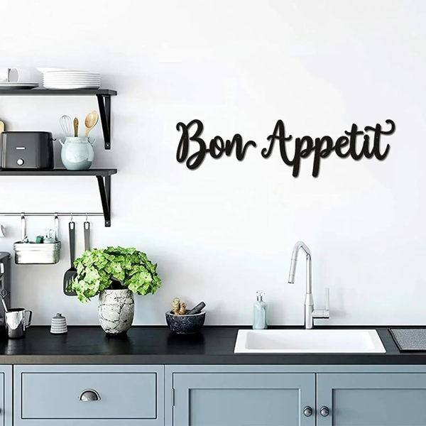 2pc Bon Appetit Wall Décor Bon Appetit Metal Wall Sign Farmhouse Kitchen Wall Art Living Room Bedroom Study Porch Decor-4