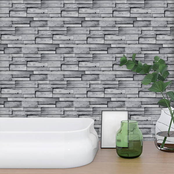 12Pcs Peel And Stick Grain Wallpaper Water resistant Oil-Proof Wall Tiles Stick On Kitchen Backsplash  Light Gray Bathroom Decor And Accessories Low Cost Wall Renovation,Rental Housing Wall Decoration-6