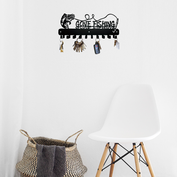 1pc，Adorable Fish-Shaped Key Rack with Hooks for Storage - Solid Metal Holder, Perfect for Space-Efficient Organization, Utility Hooks.-18