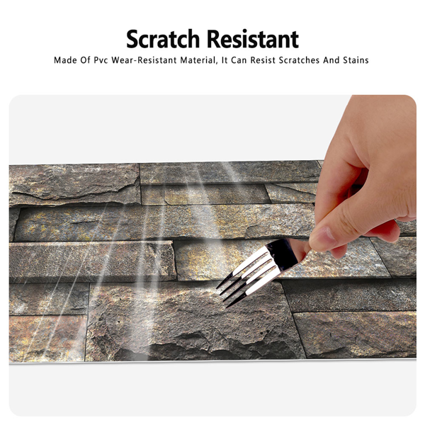 12 Pcs Retro Brown Stone Brick Marble Effect Peel And Stick Wallpaper,Water resistant ,Easy Installation Without Damaging The Wall Easy DIY Home Renovation, Kitchen Bathroom Wall Tiles Backsplash-6