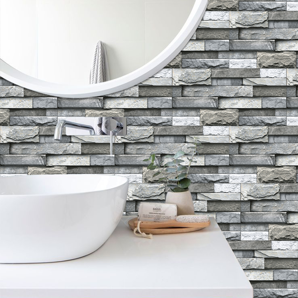 12 Pcs Marble Stone Wall Sticker Home Decor Self Adhesive Wall Paper,Back Splash For Kitchen Bathroom PVC Detachable Without Leaving Glue Easy To Maintain Renting House Wall Renovation Wall Decoration-10
