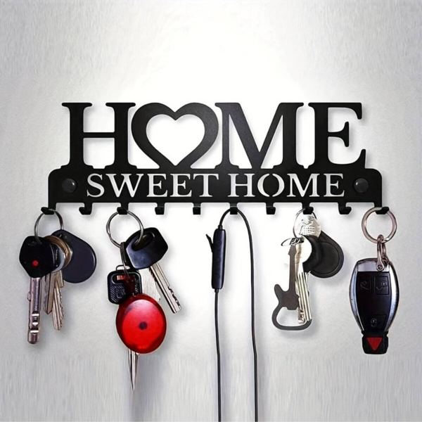 Retro metal key rack wall mounted rural entrance storage handmade iron hooks nostalgic home decoration sturdy key storage corridor wall decoration is very suitable for your entrance or hall.Key hooks.-76