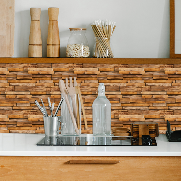 12 PCS Alien wood grain wall sticker, PVC Water Resistant Peel And Stick Wallpaper Moisture-Resistant Self-Adhesive Wallpaper for Kitchen Backsplash,Bathroom,Dorm Decor | Easy DIY Home Renovation-9