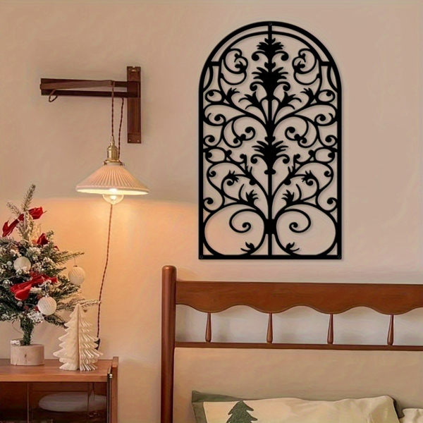 Exquisite Metal Window Frame and Arch Wall Decor - Rustic Baroque Style with Gothic Cathedral Aesthetics for Living Room,Transformative Wall Sculptures and Decorative Art.Wall Sculptures-13
