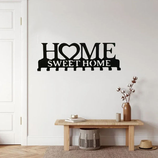 Retro metal key rack wall mounted rural entrance storage handmade iron hooks nostalgic home decoration sturdy key storage corridor wall decoration is very suitable for your entrance or hall.Key hooks.-48