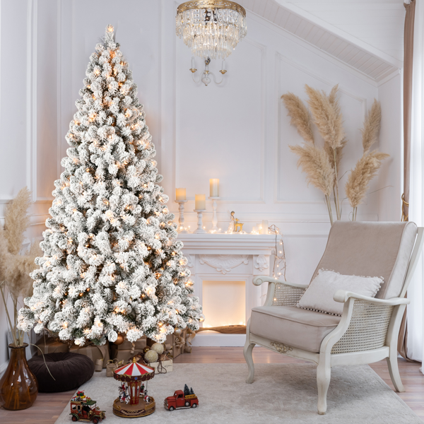 Artificial 5ft Flock LED-lit Christmas Tree with 551PVC Mixed Branch Tips,Hinged Premium & Foldable Base for Indoor Holiday Decorating-11