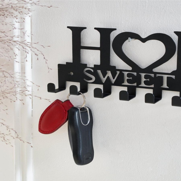 Retro metal key rack wall mounted rural entrance storage handmade iron hooks nostalgic home decoration sturdy key storage corridor wall decoration is very suitable for your entrance or hall.Key hooks.-96
