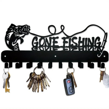 1pc，Adorable Fish-Shaped Key Rack with Hooks for Storage - Solid Metal Holder, Perfect for Space-Efficient Organization, Utility Hooks.