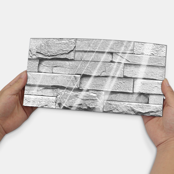 12 Pcs Grey Stone Brick Marble Peel And Stick Wallpaper Splash Proof And Moisture Proof Hanging Decorative Tiles Easy To Clean & Cut, Water Resistant  Oil-Proof Ideal For Bathroom & Kitchen Renovation-5