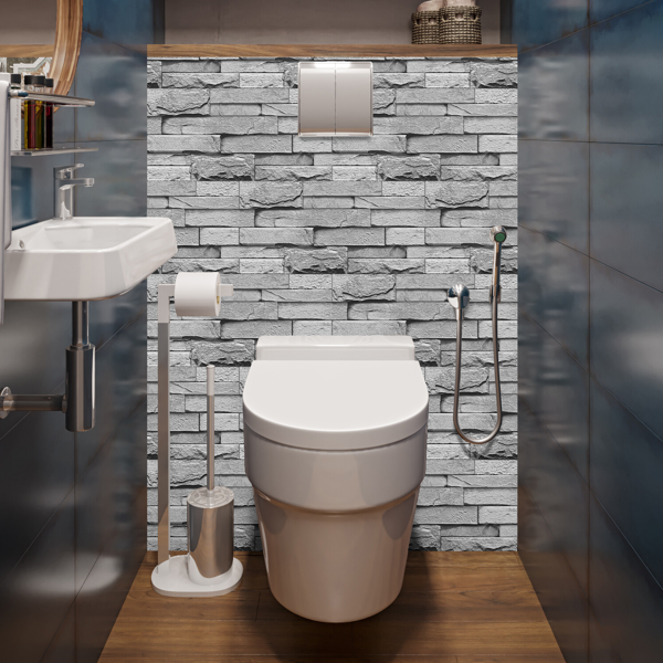12 Pcs Grey Stone Brick Marble Peel And Stick Wallpaper Splash Proof And Moisture Proof Hanging Decorative Tiles Easy To Clean & Cut, Water Resistant  Oil-Proof Ideal For Bathroom & Kitchen Renovation-13