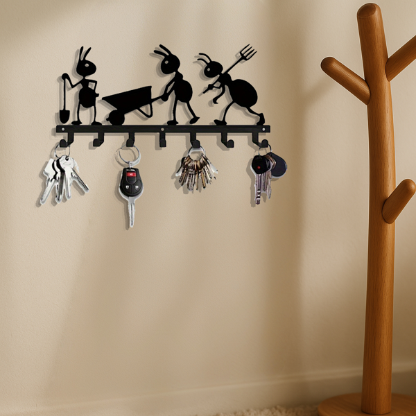 Modern Ant-Themed Wall Hook Organizer: Stylish Personality - Driven Key & Coat Rack with Utility Hooks-6