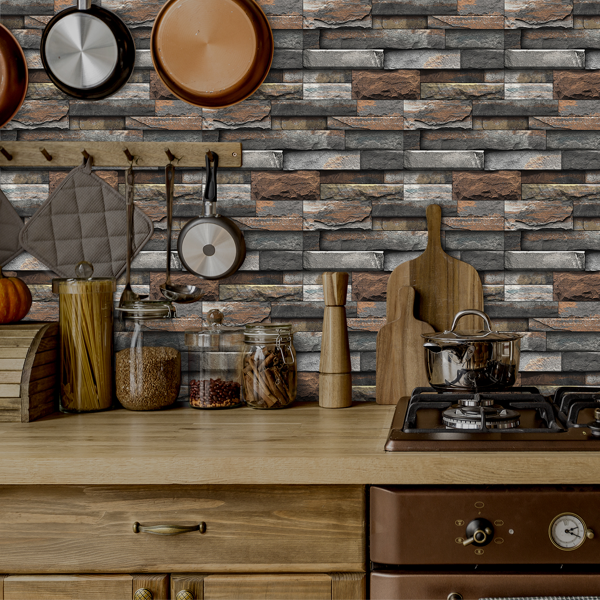 12 Pcs Dark Brown Marble Stone Backsplash Wallpaper Peel And Stick PVC Water Resistant Easy Installtion Self Adhesive Kitchen Bathroom Wall Decoration (5.91*11.81inch)  Easy Diy Home Renovation-14