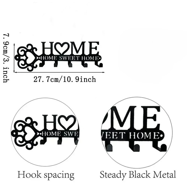 Marvelous 1 Piece Metal Wall - Mounted Key Holder with 5 Hooks. This Wall Hanger, Which is a Key Holder Wall Mount, Stylish Household Coat Rack, and Towel Rack, Combines Function and Decor to Elevate-6