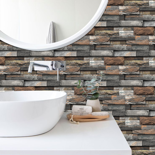 12 Pcs Dark Brown Marble Stone Backsplash Wallpaper Peel And Stick PVC Water Resistant Easy Installtion Self Adhesive Kitchen Bathroom Wall Decoration (5.91*11.81inch)  Easy Diy Home Renovation-9
