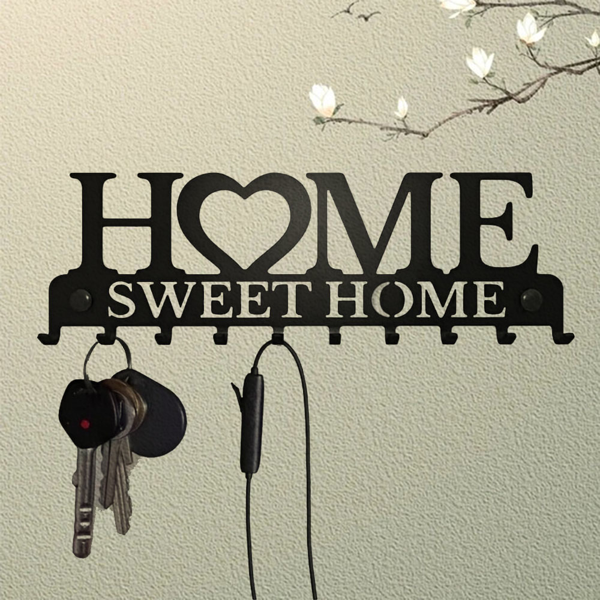 Retro metal key rack wall mounted rural entrance storage handmade iron hooks nostalgic home decoration sturdy key storage corridor wall decoration is very suitable for your entrance or hall.Key hooks.-97
