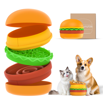 15*15*12cm 5合1汉堡宠物碗组合 倾斜碗 升降碗 缓食碗 舔食垫 防滑碗