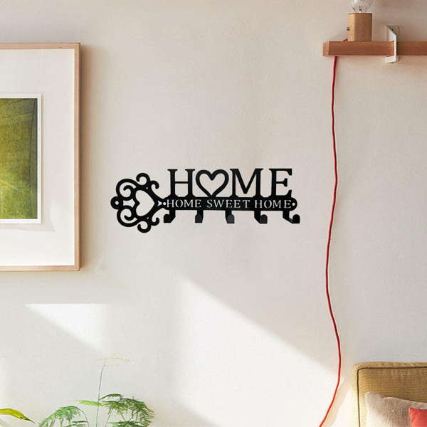Marvelous 1 Piece Metal Wall - Mounted Key Holder with 5 Hooks. This Wall Hanger, Which is a Key Holder Wall Mount, Stylish Household Coat Rack, and Towel Rack, Combines Function and Decor to Elevate-33