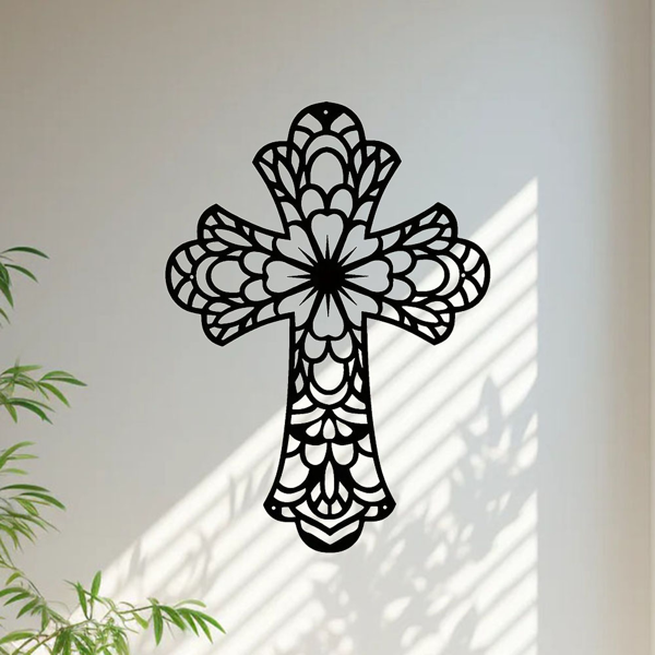 Modern and Fashionable Creative Decorative Metal Wall Arts Embellished with Beautiful Vintage - Style Crosses for Wall Decor - Premium - Grade Wall Sculptures.-10