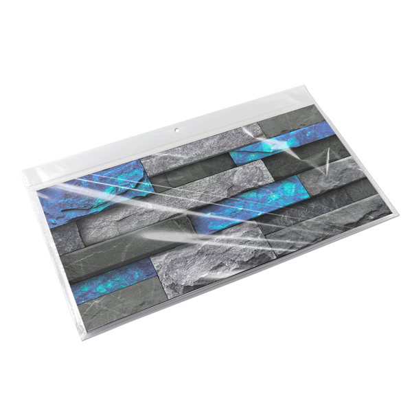 12Pcs Blue Marble Brick Peel And Stick Wallpaper, Removable Wall Stickers For Bathroom Kitchen Backsplash Hanging Decorative Tiles, PVC Water Resistant Self-Adhesive Stickers For Home Decor-14