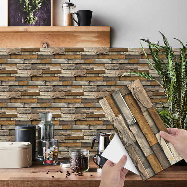 12 Pcs Marble Stone Backsplash Wallpaper Peel And Stick For Kitchen Wall,Bathroom (5.91*11.81inch) PVC Detachable Without Leaving Glue Water Resistant Wall Paper, Wall Renovation | Wall Decoration-2