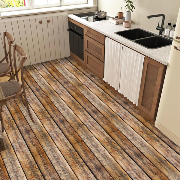 10 Pcs Wood Grain Self-Adhesive Peel And Stick Waterproof Wear Resistant Removable Floor Stickers For Living Room, Kitchen, Bedroom, Dormitory Makeover Floor Decoration, Floor Decoration Materials-8