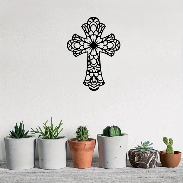 Modern and Fashionable Creative Decorative Metal Wall Arts Embellished with Beautiful Vintage - Style Crosses for Wall Decor - Premium - Grade Wall Sculptures.-15