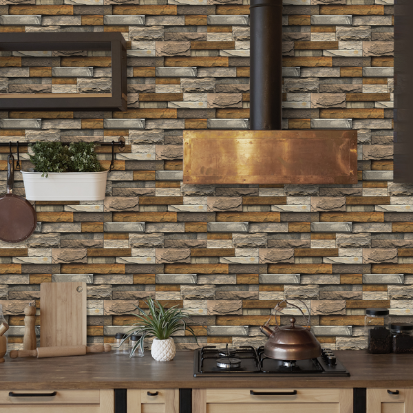 12 Pcs Marble Stone Backsplash Wallpaper Peel And Stick For Kitchen Wall,Bathroom (5.91*11.81inch) PVC Detachable Without Leaving Glue Water Resistant Wall Paper, Wall Renovation | Wall Decoration-13