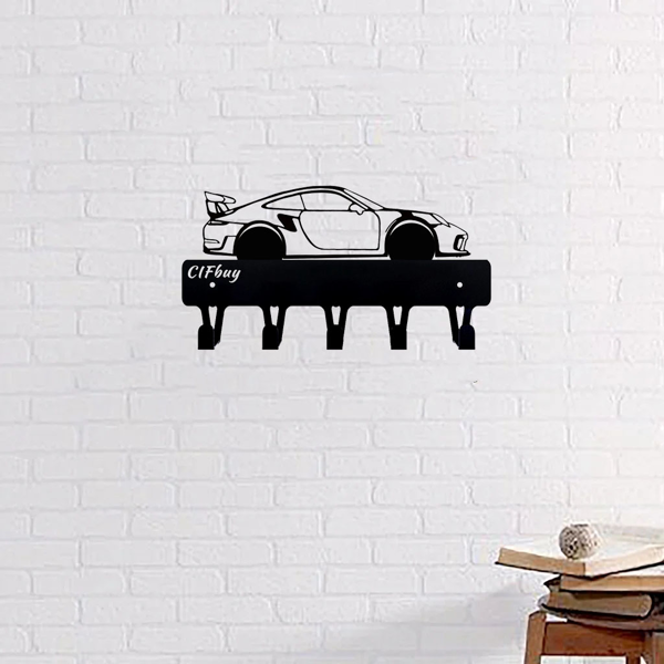 1-Piece Dazzling Racing Car Metal Key Holder: Artistic Wall-Mounted Hook with Ornamental Design | Key Chain Accessory & Decorative Sculpture.Key Hooks-11