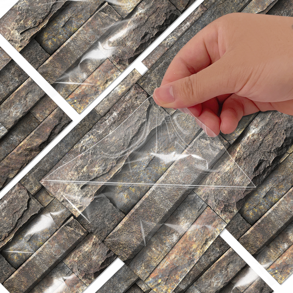 12 Pcs Retro Brown Stone Brick Marble Effect Peel And Stick Wallpaper,Water resistant ,Easy Installation Without Damaging The Wall Easy DIY Home Renovation, Kitchen Bathroom Wall Tiles Backsplash-7