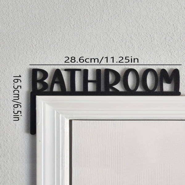 Chic Metal Wall-Mounted Bathroom Sign - Exquisite Decorative Graphic Letter and Number Wall Sculpture for Home Decoration. Farmhouse-Themed Over-The-Door Bathroom Topper, A Captivating Wall Hanging fo-6
