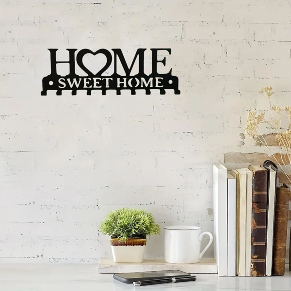 Retro metal key rack wall mounted rural entrance storage handmade iron hooks nostalgic home decoration sturdy key storage corridor wall decoration is very suitable for your entrance or hall.Key hooks.-75