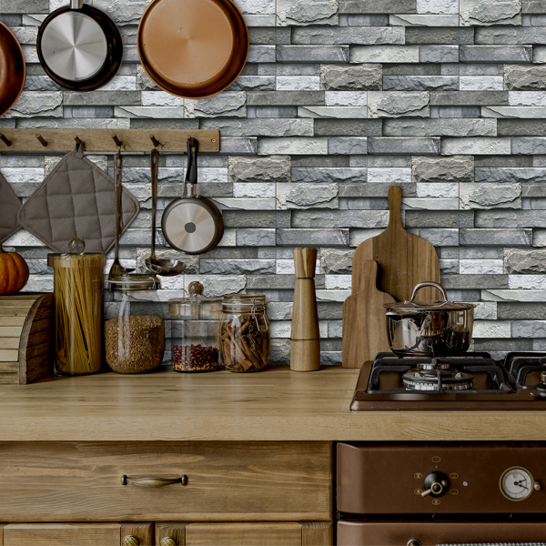 12 Pcs Marble Stone Wall Sticker Home Decor Self Adhesive Wall Paper,Back Splash For Kitchen Bathroom PVC Detachable Without Leaving Glue Easy To Maintain Renting House Wall Renovation Wall Decoration-11
