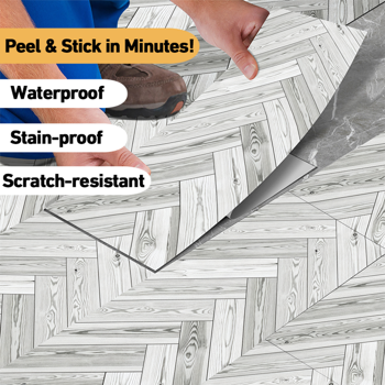 40 Pcs Grey Wood Grain Flooring Tiles Self-Adhesive PVC Floor,Waterproof & Wear-Resistant,Easy DIY Peel & Stick Installation for Kitchen,Bathroom,Living Room,Bedroom, Floor Decor,Bathroom Floor Tiles