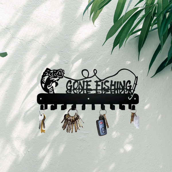 1pc，Adorable Fish-Shaped Key Rack with Hooks for Storage - Solid Metal Holder, Perfect for Space-Efficient Organization, Utility Hooks.-25