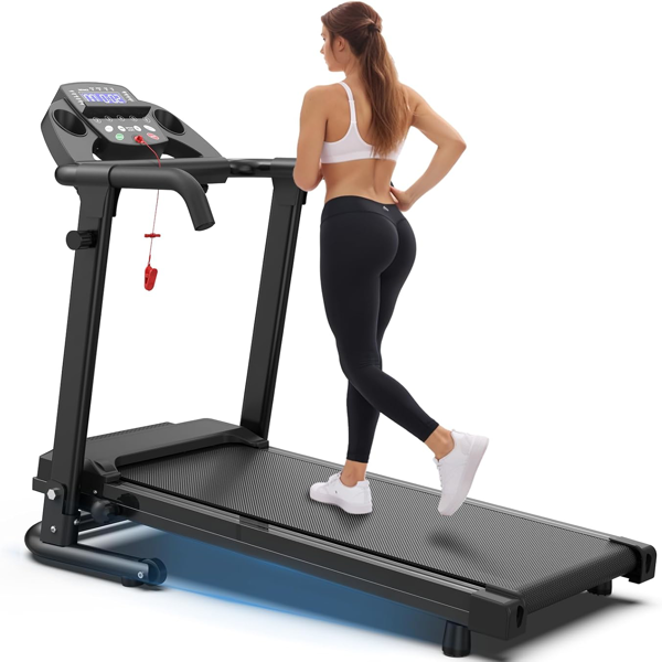 Foldable Treadmills for Home, Portable Treadmill with Handles, 2.5HP Treadmills 300 lb Capacity, APP Control, Fitness Folding Walking Pad with LED Display-1