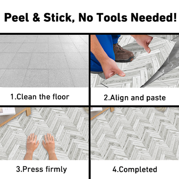 10 Pcs Grey Wood Grain Flooring Tiles Self-Adhesive PVC Floor,Waterproof & Wear-Resistant,Easy DIY Peel & Stick Installation for Kitchen,Bathroom,Living Room,Bedroom, Floor Decor,Bathroom Floor Tiles-6