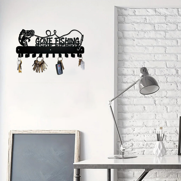 1pc，Adorable Fish-Shaped Key Rack with Hooks for Storage - Solid Metal Holder, Perfect for Space-Efficient Organization, Utility Hooks.-22