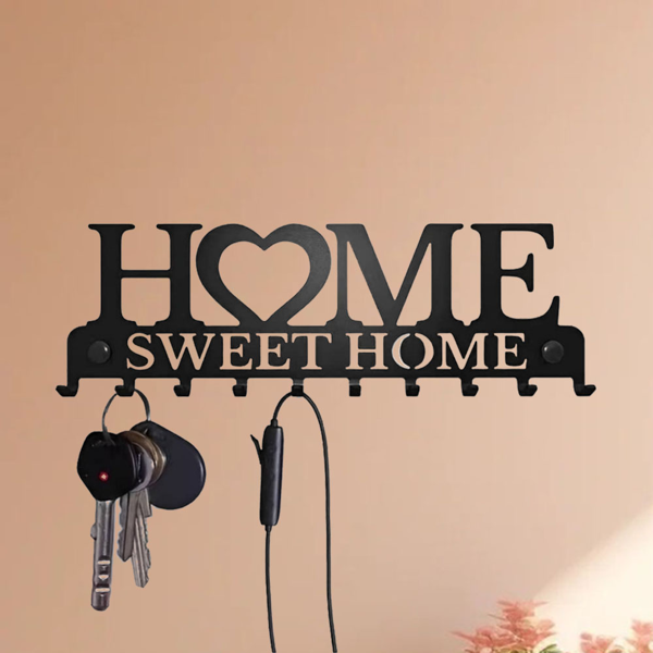 Retro metal key rack wall mounted rural entrance storage handmade iron hooks nostalgic home decoration sturdy key storage corridor wall decoration is very suitable for your entrance or hall.Key hooks.-31