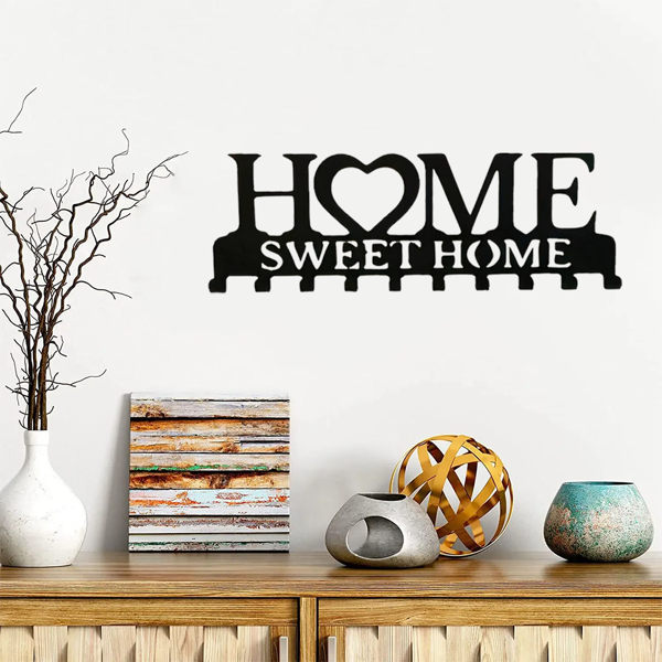 Retro metal key rack wall mounted rural entrance storage handmade iron hooks nostalgic home decoration sturdy key storage corridor wall decoration is very suitable for your entrance or hall.Key hooks.-63