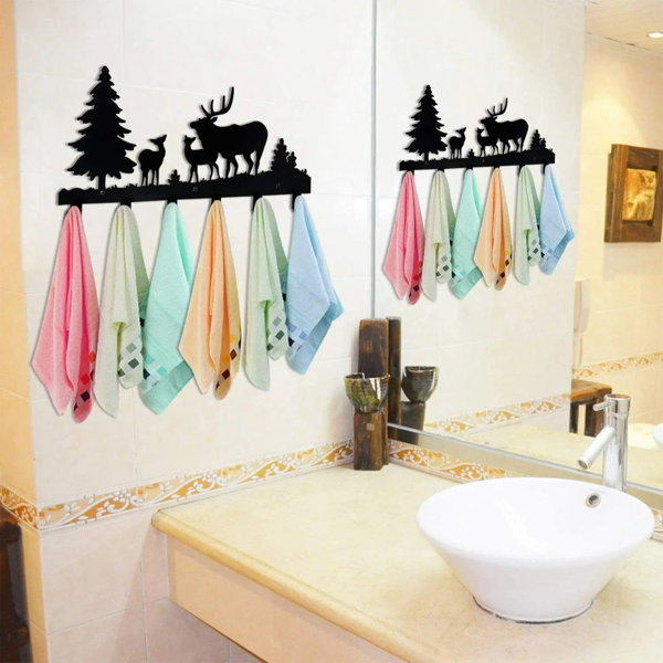 Stylish Kathy Metal Coat Hooks Wall Mounted with Moon, Cloud, and Deer Design - Make a Statement about Style and Nature in Your Wall Decor with These Exquisite Iron Crafts as a Towel Hook Rack, Stylis-11