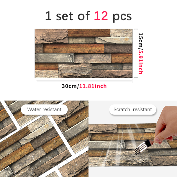 12 Pcs Marble Stone Backsplash Wallpaper Peel And Stick For Kitchen Wall,Bathroom (5.91*11.81inch) PVC Detachable Without Leaving Glue Water Resistant Wall Paper, Wall Renovation | Wall Decoration-4