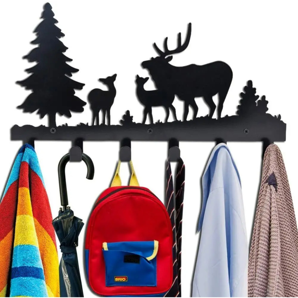 Stylish Kathy Metal Coat Hooks Wall Mounted with Moon, Cloud, and Deer Design - Make a Statement about Style and Nature in Your Wall Decor with These Exquisite Iron Crafts as a Towel Hook Rack, Stylis-9