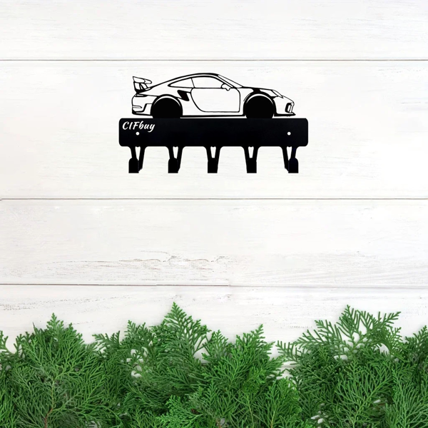 1-Piece Dazzling Racing Car Metal Key Holder: Artistic Wall-Mounted Hook with Ornamental Design | Key Chain Accessory & Decorative Sculpture.Key Hooks-14